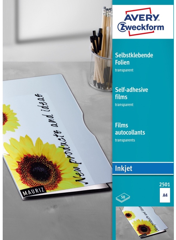 Пленка Avery Zweckform самоклеящаяся, I-J,прозр., А4, 0,17мм, 50 л