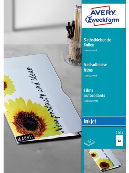 Пленка Avery Zweckform самоклеящаяся, I-J,прозр., А4, 0,17мм, 50 л