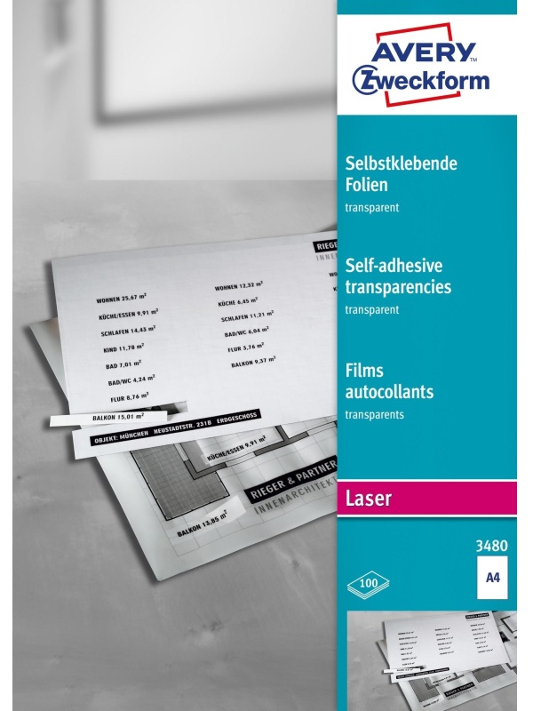 Пленка Avery Zweckform самоклеящаяся, L+K+CL,прозр., А4, 0,14 мм, 25 л