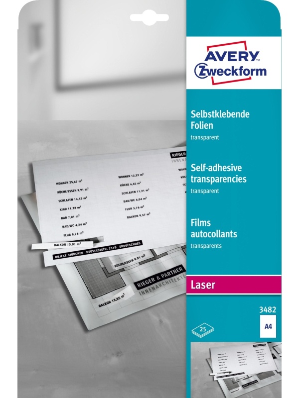 Пленка Avery Zweckform самоклеящаяся, L+K+CL,прозр., А4, 0,14 мм, 100 л