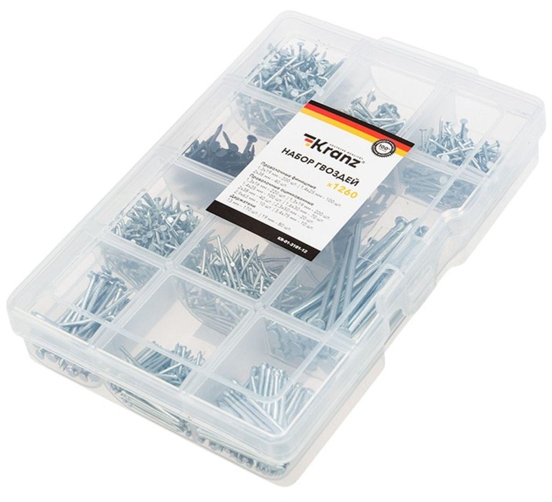 Набор гвоздей KRANZ, 1260 шт. (KR-01-3101-12)
