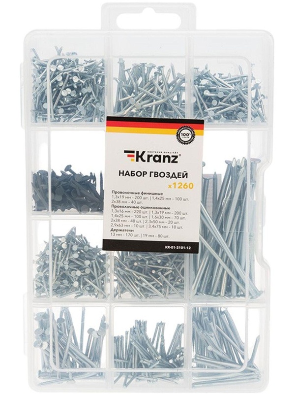 Набор гвоздей KRANZ, 1260 шт. (KR-01-3101-12)