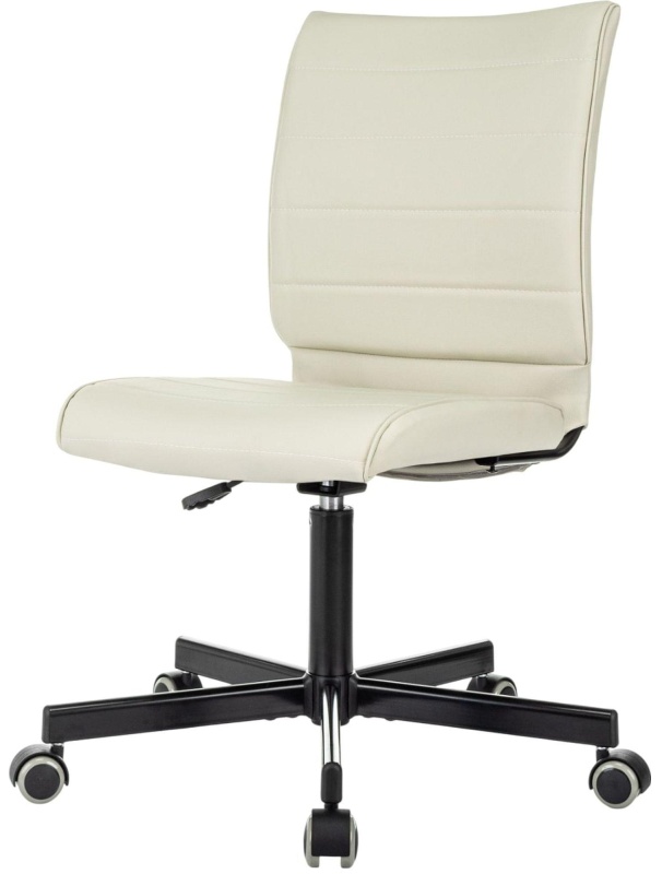 Кресло VB_EChair 303 PU слоновая кость эко.кожа крестов. металл черный