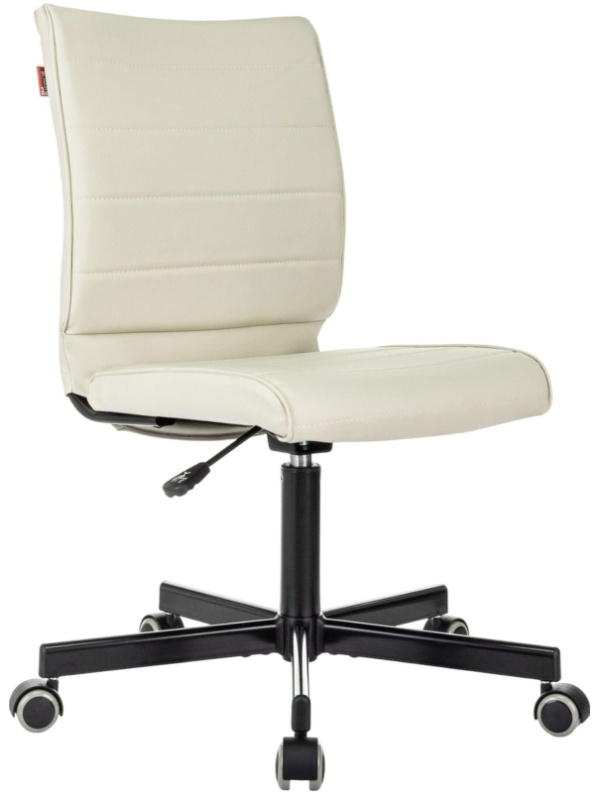 Кресло VB_EChair 303 PU слоновая кость эко.кожа крестов. металл черный