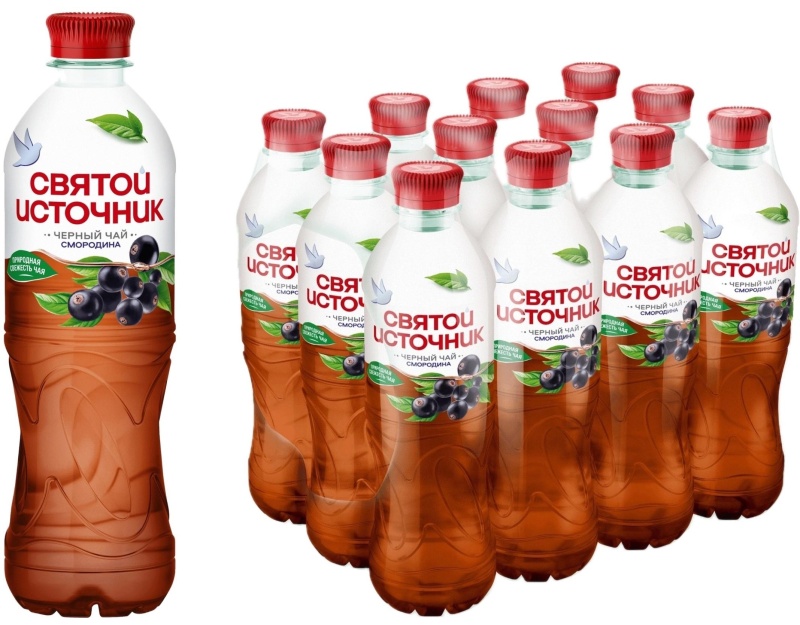 Чай холодный Святой Источник чёрный, чёрная смородина 0,5л