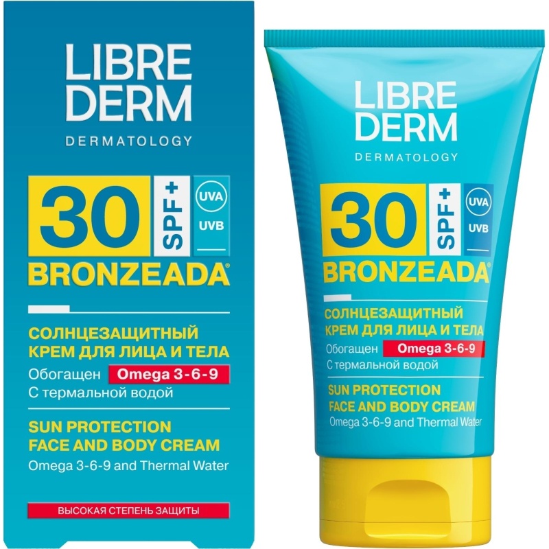 Крем солнцезащитный LIBREDERM BRONZEADA с Омега3-6-9 и терм вод SPF30 150мл