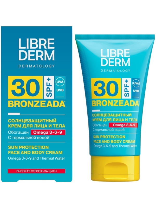 Крем солнцезащитный LIBREDERM BRONZEADA с Омега3-6-9 и терм вод SPF30 150мл
