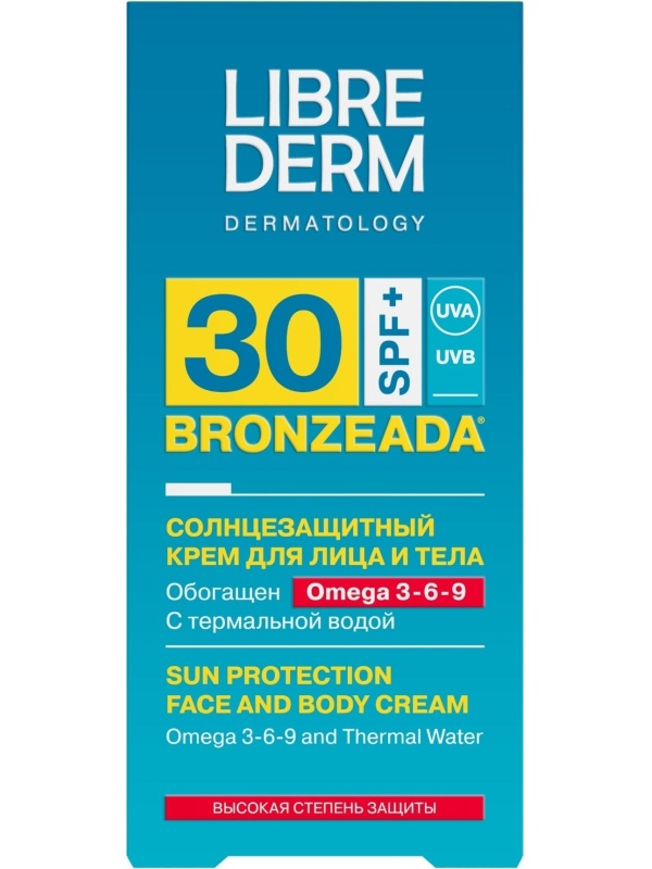 Крем солнцезащитный LIBREDERM BRONZEADA с Омега3-6-9 и терм вод SPF30 150мл