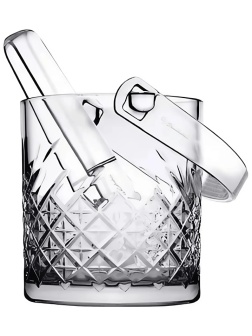 Ведро для льда 1л. стекло d=15 см., с пласт.щипцами Таймлесс , 70885