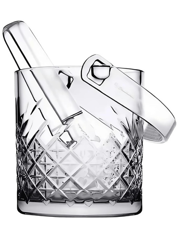 Ведро для льда 1л. стекло d=15 см., с пласт.щипцами Таймлесс , 70885