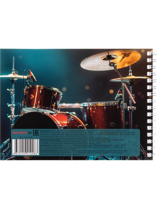 Тетрадь для нот А5 24л., альбомная ЭЛЕКТРОННЫЕ ИНСТРУМЕНТЫ, 24-1028
