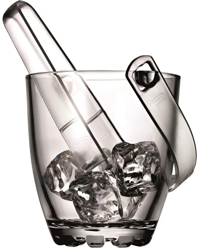 Ведро для льда 0,9 л. стекло d=12 см.,с пласт.щипцами Сильвана 6шт/уп 3502