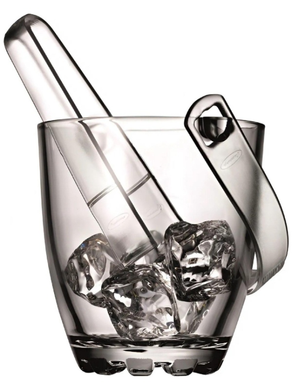 Ведро для льда 0,9 л. стекло d=12 см.,с пласт.щипцами Сильвана 6шт/уп 3502
