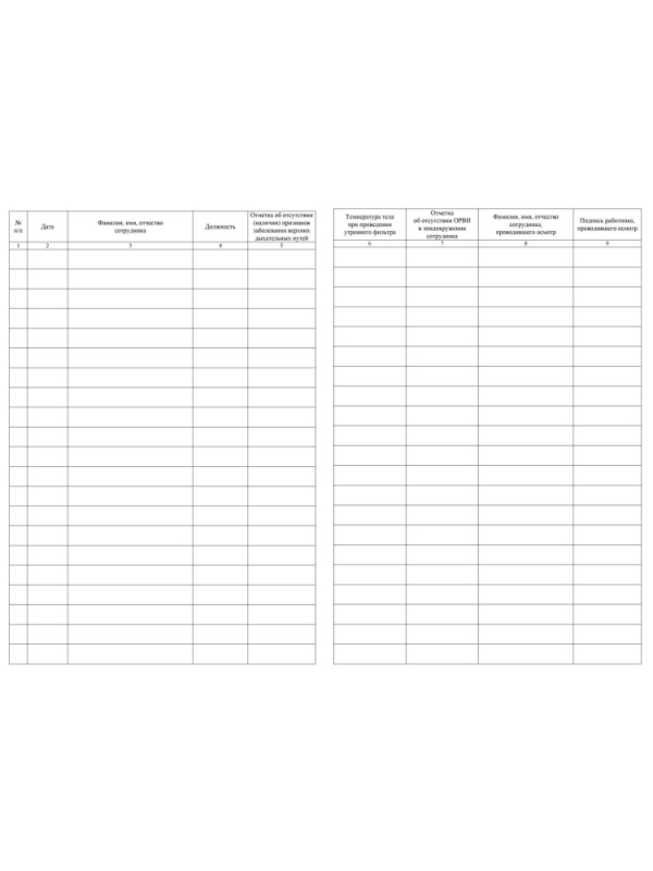 Журнал утреннего фильтра сотрудников КЖ-1776