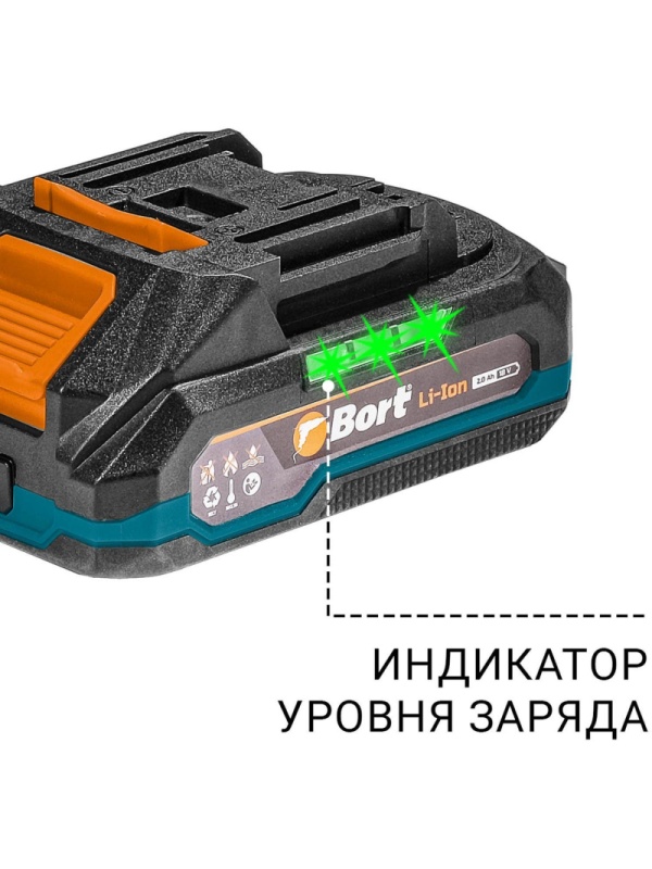 Дрель-шуруповерт аккумуляторная Bort BAB-21S (2x2Ач+ЗУ) (93414912)