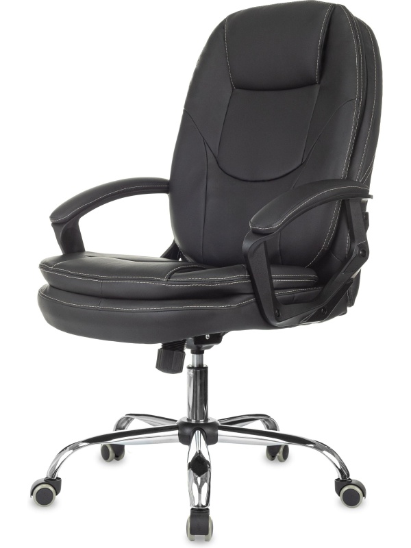 Кресло VB_EChair 668 TPU/SL черный экокожа крестов.металл хром