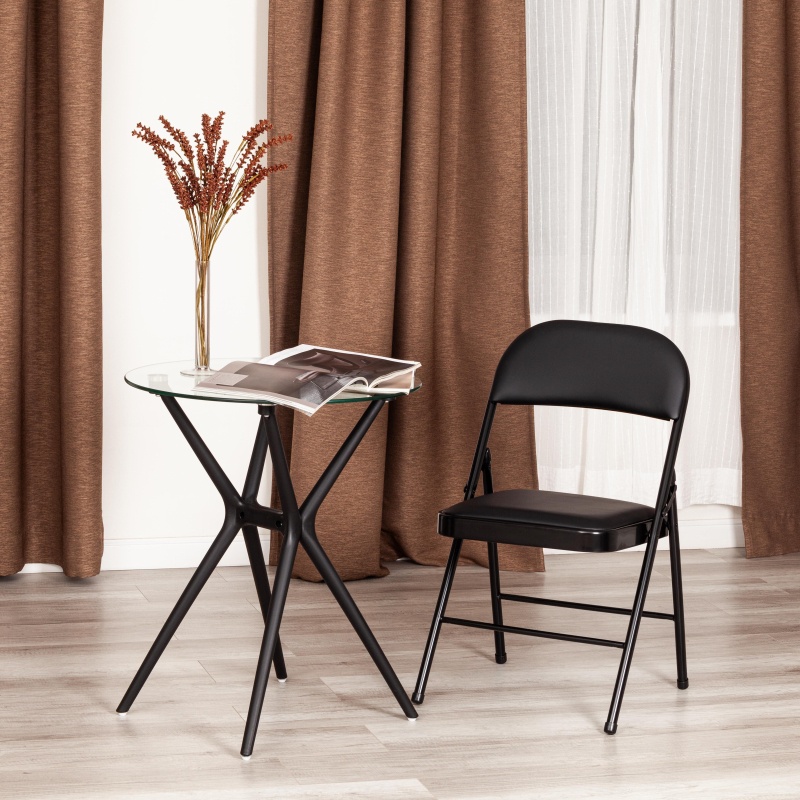 Стул складной UT_ FOLDER (mod. 3022G) кожзам черный/черный (1шт/уп)