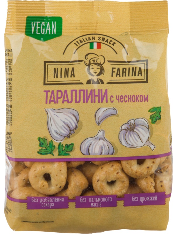 Сушки Тараллини Nina Farina с чесноком, 180г