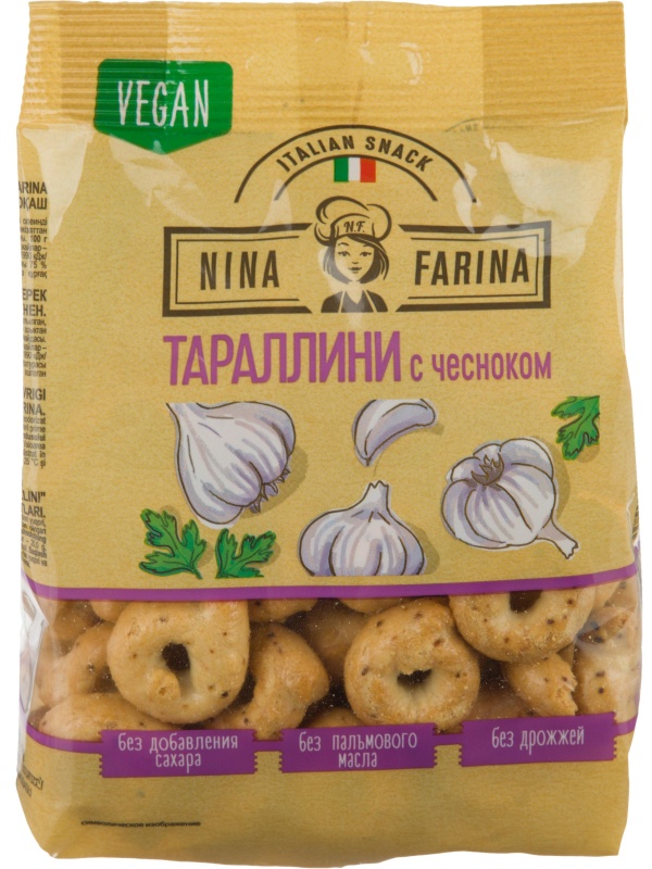 Сушки Тараллини Nina Farina с чесноком, 180г