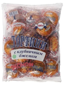 Кекс Махариши Тортини с клубничным джемом, 500гр