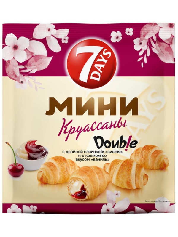 Круассан 7DAYS мини c двойной начинкой вишня и вкусом ваниль 265 г, 10шт/уп