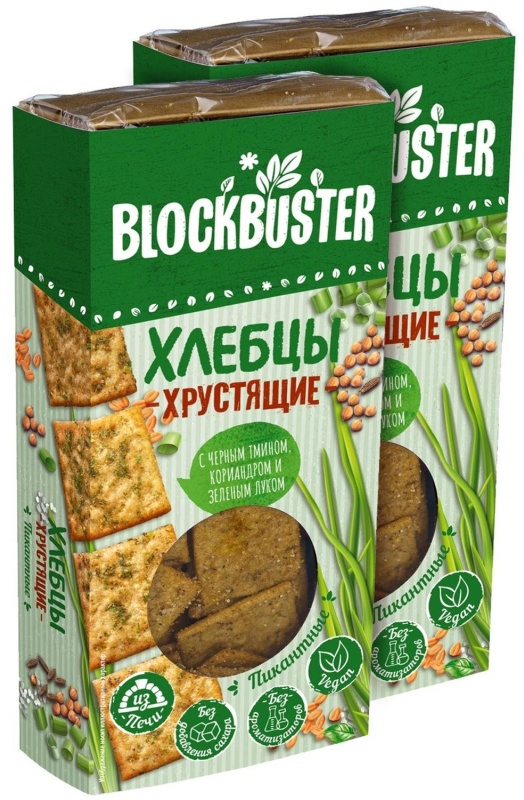 Хлебцы пикантные с черн.тмином, кориандром и зелен.луком 160г,  80гx2шт/уп