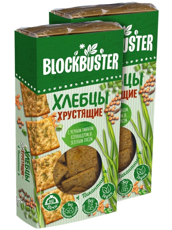 Хлебцы пикантные с черн.тмином, кориандром и зелен.луком 160г,  80гx2шт/уп