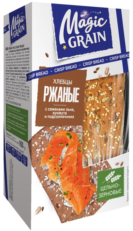 Хлебцы Magic Grain Ржаные с семенами льна подсолнечника кунжута 160г 1219