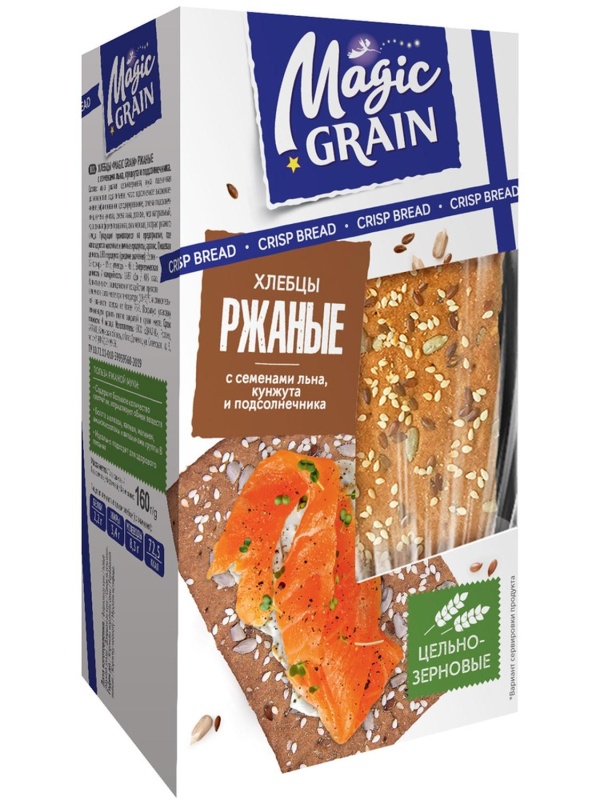 Хлебцы Magic Grain Ржаные с семенами льна подсолнечника кунжута 160г 1219