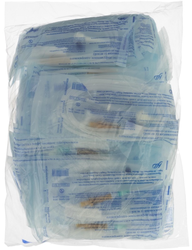 Система переливания р-ров одноразовая с иглой, 21G(0,8x40), 150см, 25 шт/уп