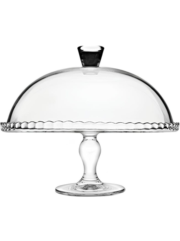 Подставка для торта d=32.2 см. h=26.2 см. на ножке с крыш. стек. Патисери