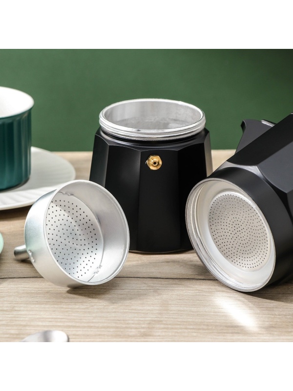 Кофеварка гейзерная Доляна Alum black, на 6 чашек, 300 мл, цвет чёрный