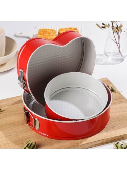 Набор форм для выпечки Доляна «Флёри. Круг», 3 предмета: d=18/23/26 см, съёмное дно, с керамическим покрытием, цвет МИКС