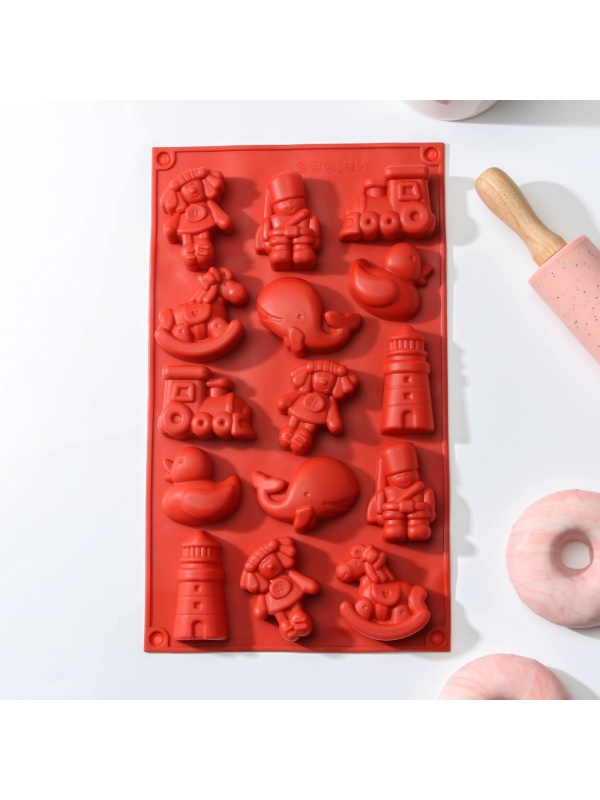 Форма для выпечки Доляна «Сказка. Детское воображение», силикон, 30×17,5 см, 15 ячеек (5,3×4,5 см), цвет МИКС