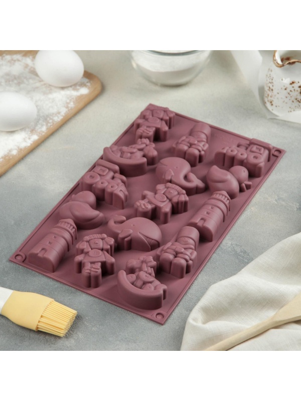 Форма для выпечки Доляна «Сказка. Детское воображение», силикон, 30×17,5 см, 15 ячеек (5,3×4,5 см), цвет МИКС