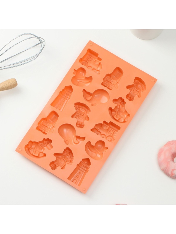 Форма для выпечки Доляна «Сказка. Детское воображение», силикон, 30×17,5 см, 15 ячеек (5,3×4,5 см), цвет МИКС