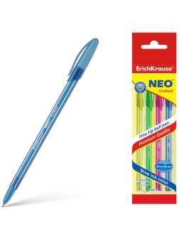 Набор ручка шариковая Erich Krause Neo Cocktail, синяя, микс