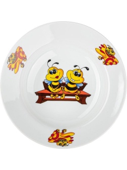 Белая глубокая тарелка «Пчелы» (диаметр 20 см)