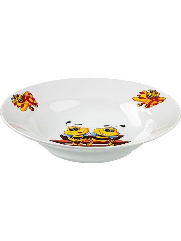 Белая глубокая тарелка «Пчелы» (диаметр 20 см)