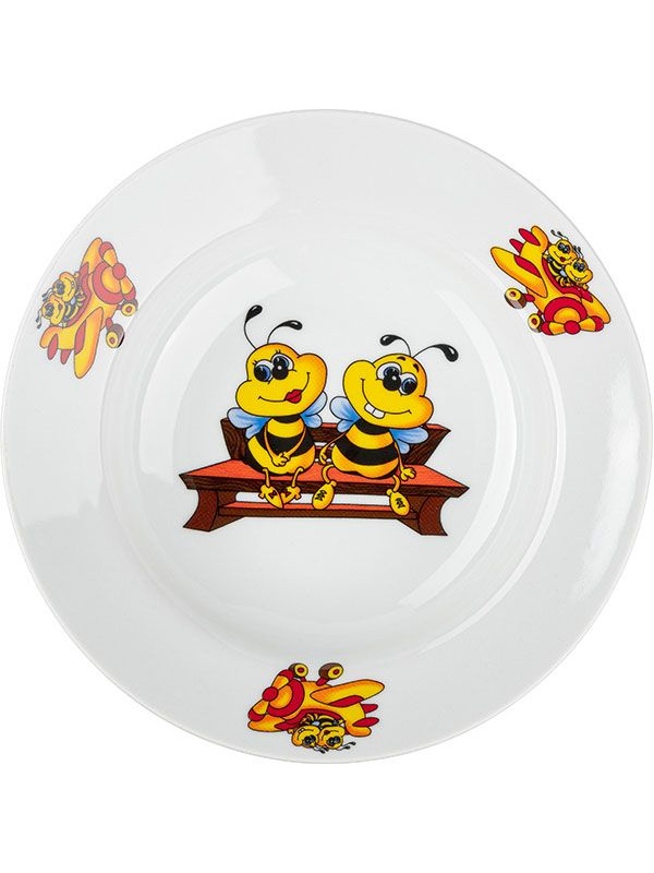 Белая глубокая тарелка «Пчелы» (диаметр 20 см)