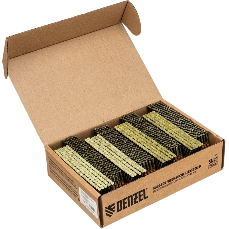Гвозди для нейлера DENZEL (крашен.)75 мм/3,05мм,2000 шт./уп(57697)