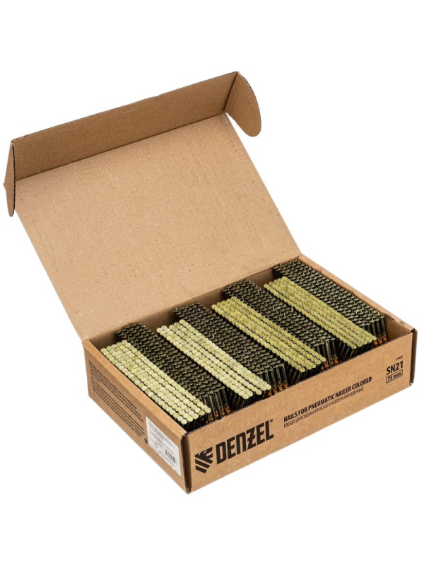 Гвозди для нейлера DENZEL (крашен.)75 мм/3,05мм,2000 шт./уп(57697)
