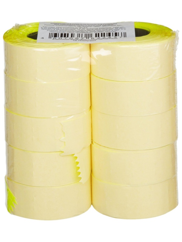 Этикет-лента Эконом 26х16 желтая прям1000шт/рул 10рул/уп
