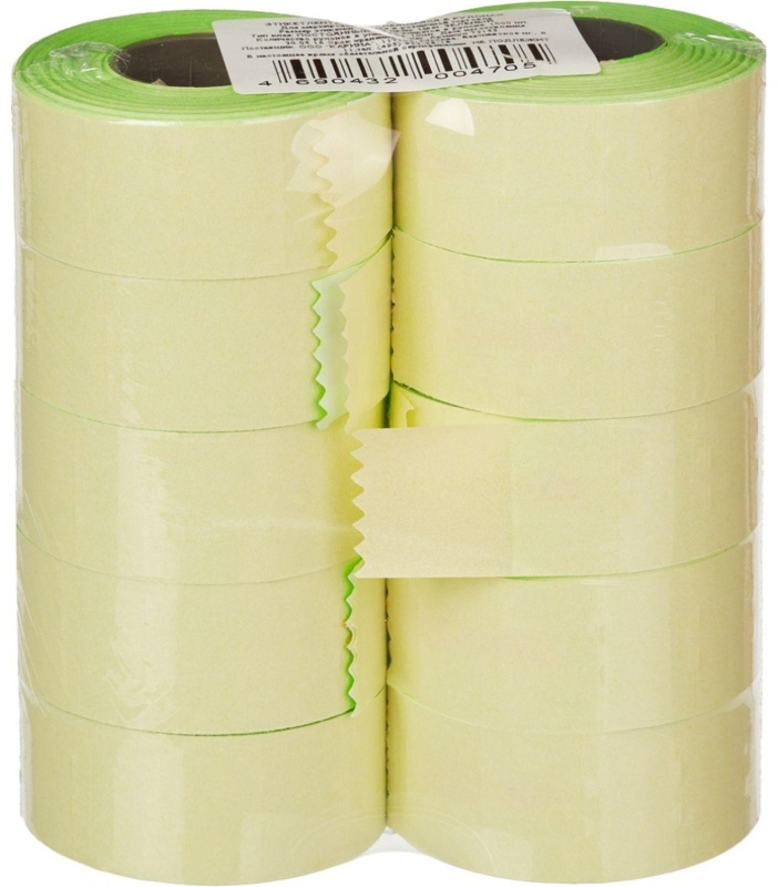 Этикет-лента Эконом 26х16 зеленая прям1000шт/рул 10рул/уп