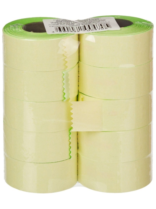 Этикет-лента Эконом 26х16 зеленая прям1000шт/рул 10рул/уп