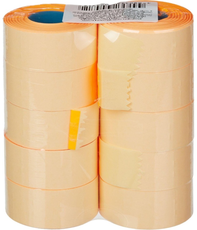 Этикет-лента Эконом 26х16 оранж прям1000шт/рул 10рул/уп