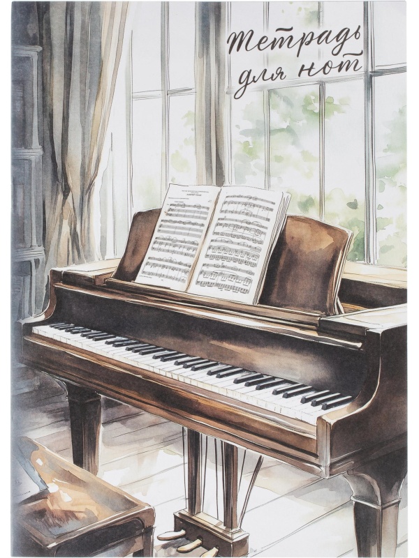 Тетрадь для нот РОЯЛЬ У ОКНА 8л.А4,белый офсет,2 скобы/69909