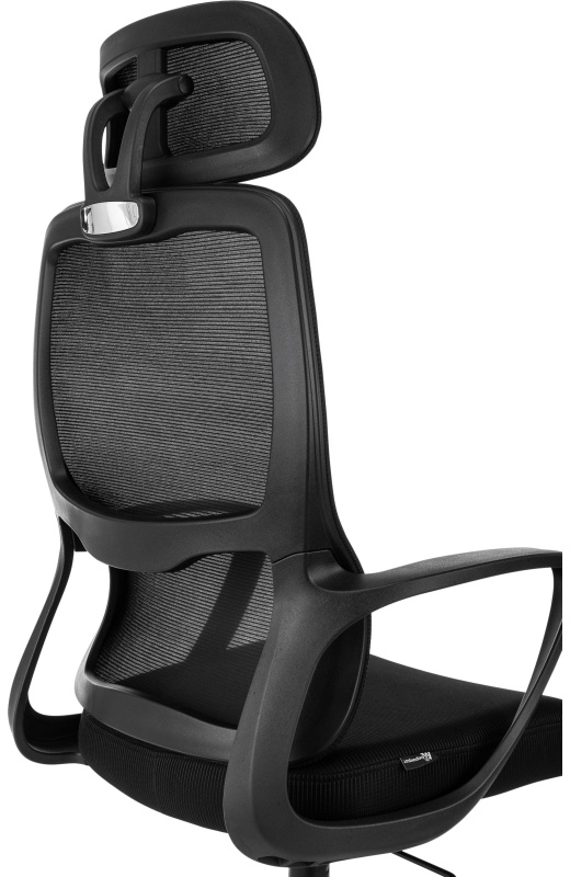 Кресло VB_Бюрократ Wise черный сетка/ткань с подголов