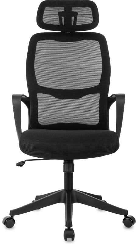 Кресло VB_Бюрократ Wise черный сетка/ткань с подголов