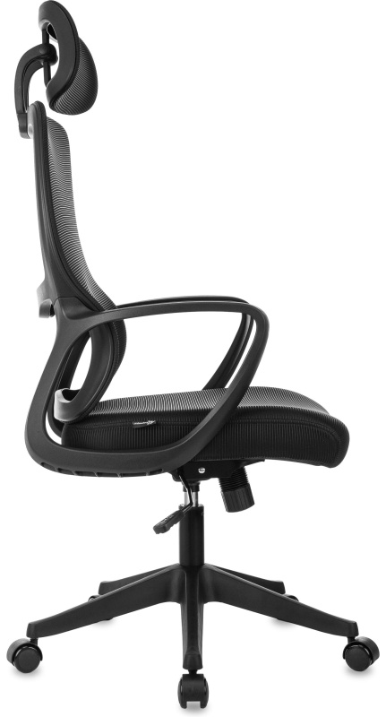 Кресло VB_Бюрократ Wise черный сетка/ткань с подголов